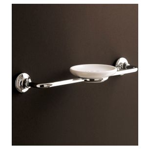 PORTA ASCIUGAMANI CON PORTASAPONE CROMO E CERAMICA BIANCO SERIE AREA CAPANNOLI