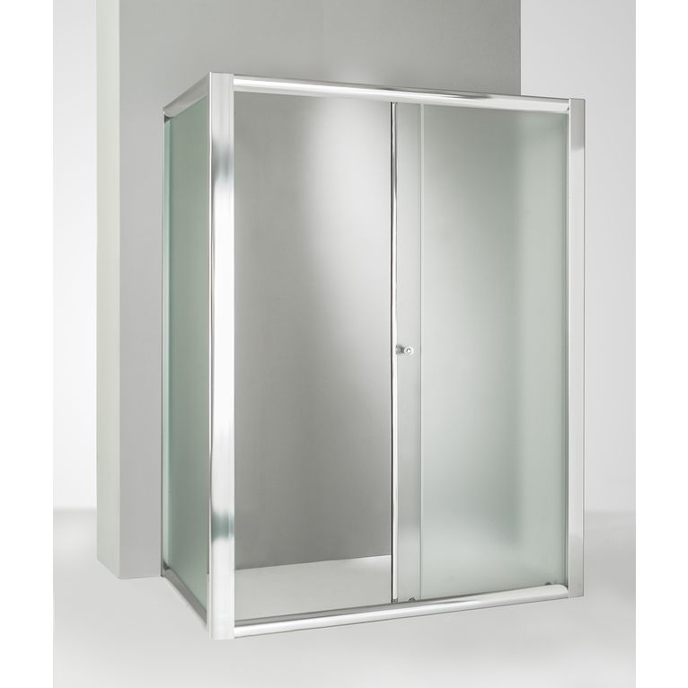 box doccia 3 lati con 2 ante fisse e porta scorrevole 85x100x85 cm opaco