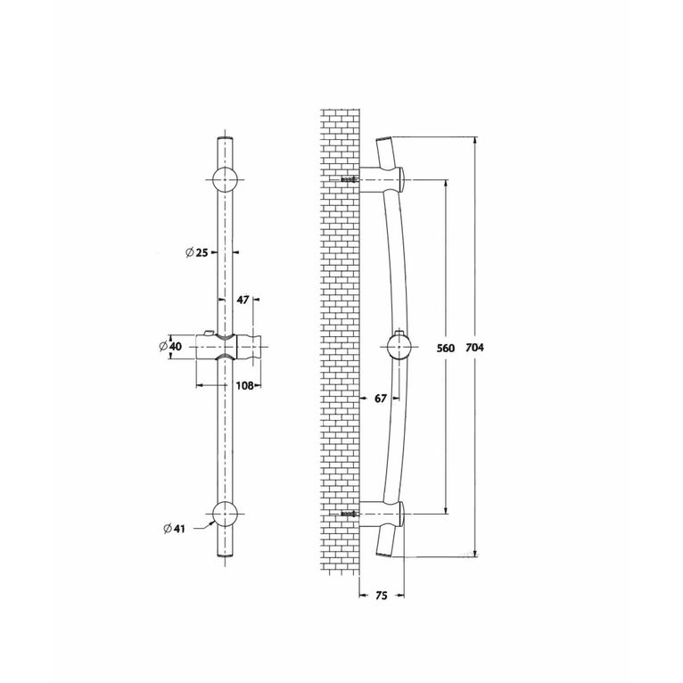 saliscendi marte sl5m461t5cr  in ottone completo di doccia erica,portasapone e flessibile serie sphera