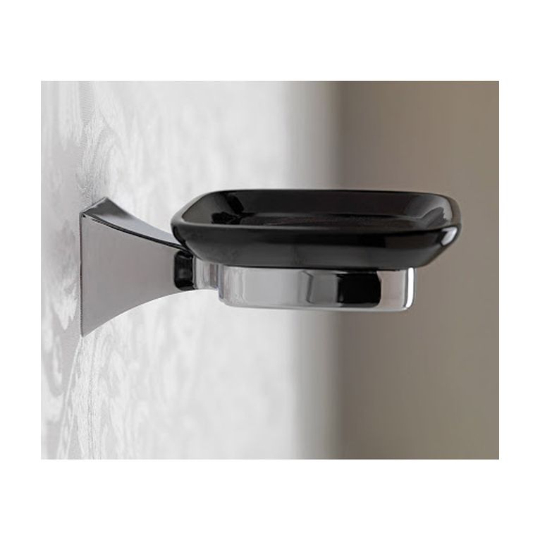 portasapone singolo cromo e ceramica nero serie gotica capannoli