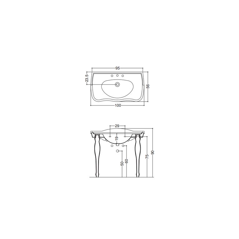 lavabo consolle 100x56 axa - contea