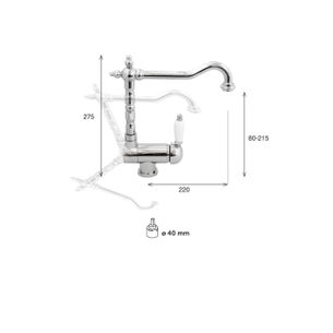 MISCELATORE MONOCOMANDO CUCINA RIBALTABILE PER SOTTOFINESTRA ANYA AN70 SF BA