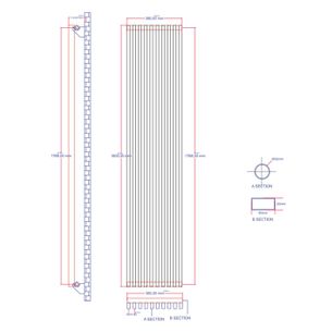 TERMOARREDO IN ACCIAIO 1800X380 MM ANTRACITE INTERASSE 380 MM MODELLO VERTYZ - LINEA DESIGN