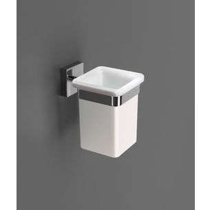 PORTA SPAZZOLINI CROMO E CERAMICA BIANCO SERIE QUADRICA CAPANNOLI