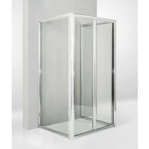 BOX DOCCIA 3 LATI CON 2 ANTE FISSE E PORTA A SOFFIETTO 70X70X70 CM TRASPARENTE