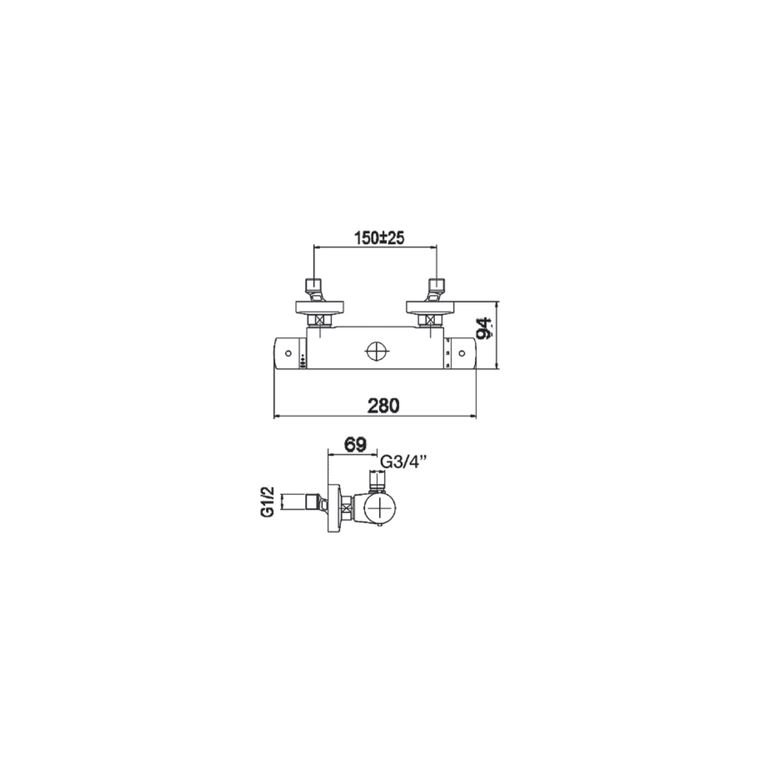 miscelatore termostatico per colonna doccia thermo th58