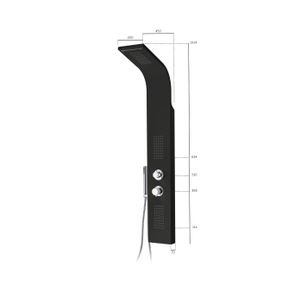 COLONNA DOCCIA IN ALLUMINIO CON MULTIFUNZIONE ANTICALCARE CON MISCELATORE E GETTO A CASCATA NERO OPACO MINIMAL MN4005