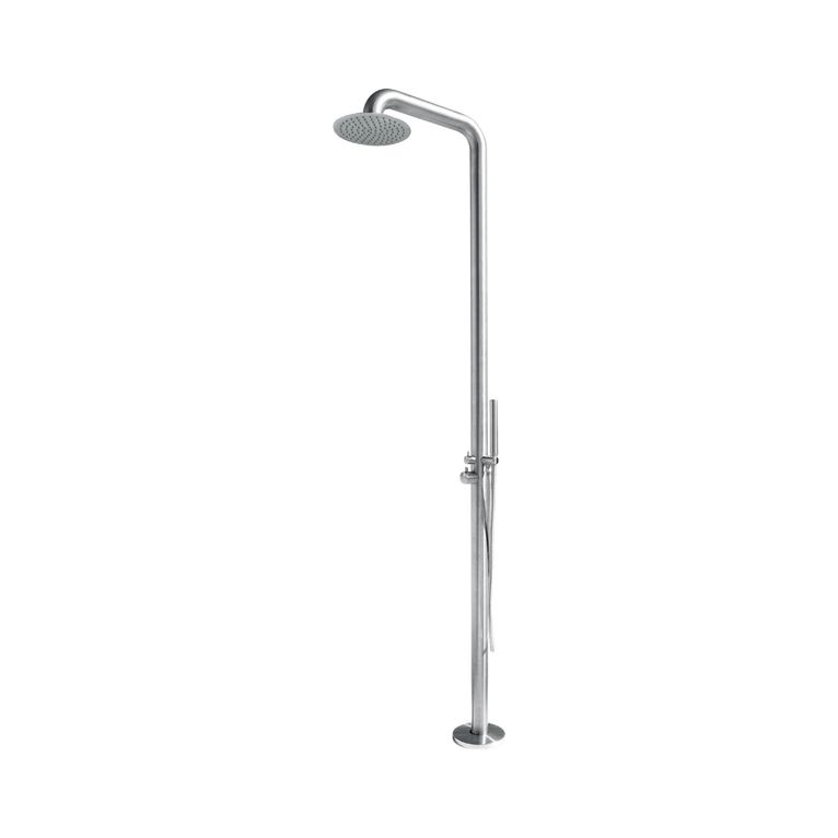 set colonna da esterno in acciaio inox spazzolato 316 l, con miscelatore e deviatore incorporati - 4011 inox 316 l