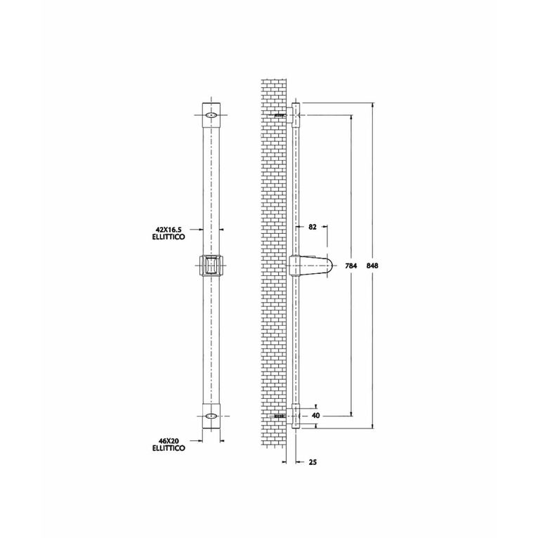 saliscendi minerva sl3m432cicr in ottone completo di doccia tennis,portasapone e flessibile serie sphera