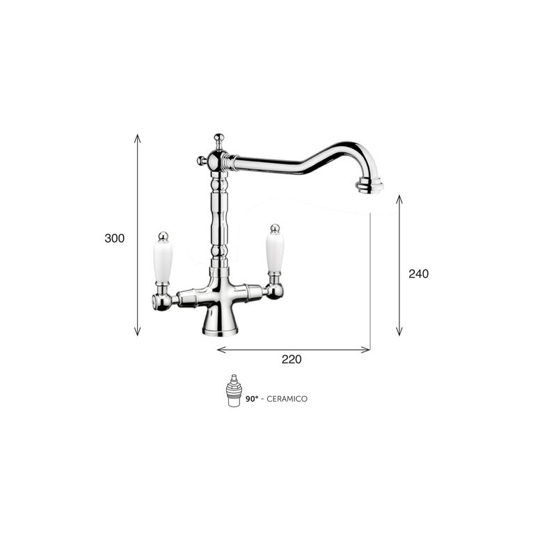 miscelatore monoforo cucina, bocca antica king kn70 ba
