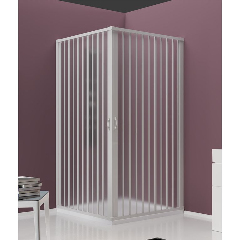 box doccia angolare apertura a soffietto 80x80 cm in pvc bianco - serie tenerife - ventana
