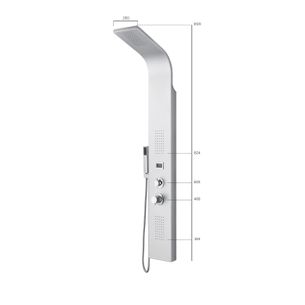 COLONNA DOCCIA IN ALLUMINIO SATINATO MULTIFUNZIONE ANTICALCARE CON MISCELATORE E DISPLAY TEMPERATURA - 4004 ALLUMINIO SATINATO