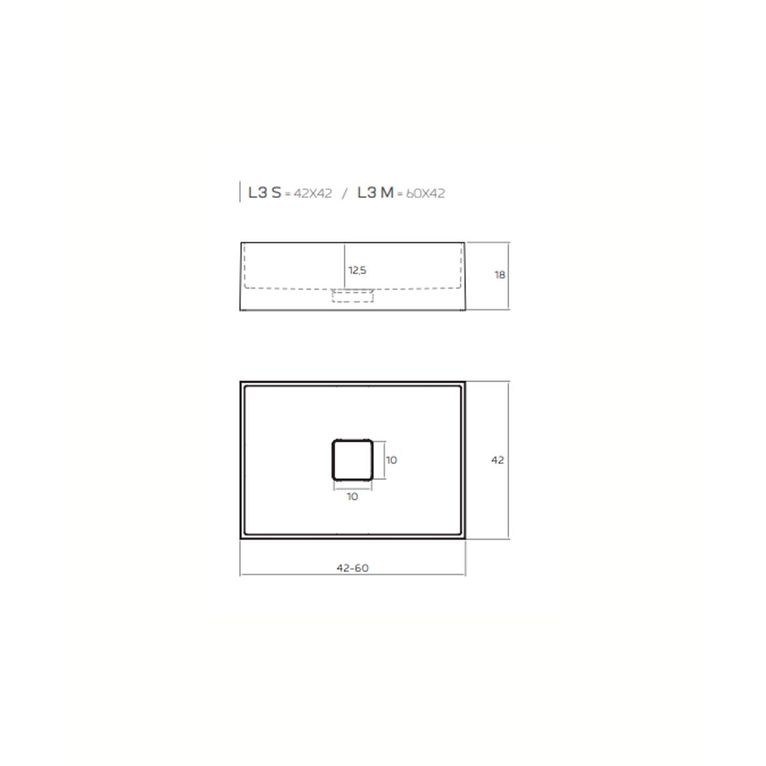 lavabo d'appoggio in luxolid 60x42 cm - l3m