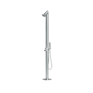 SET COLONNA DA ESTERNO IN ACCIAIO INOX SPAZZOLATO 316 L, CON MISCELATORE E DEVIATORE INCORPORATI - 4010 INOX 316 L
