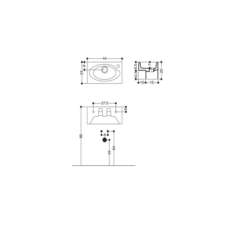 lavabo sospeso 44 monoforo axa - lavabi d'arredo