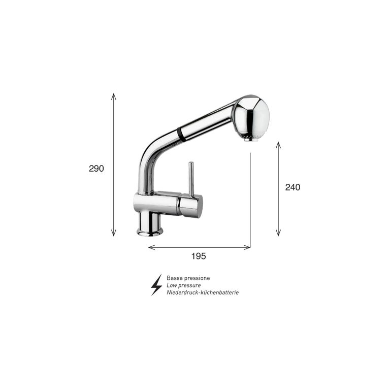 miscelatore monocomando cucina doccia estraibile saturno sa70 dea bp - bassa pressione