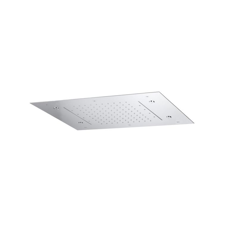 soffione doccia anticalcare a soffitto con effetto pioggia - nebulizzazione - cascata - cromoterapia. magic 60x40 - inox 75035