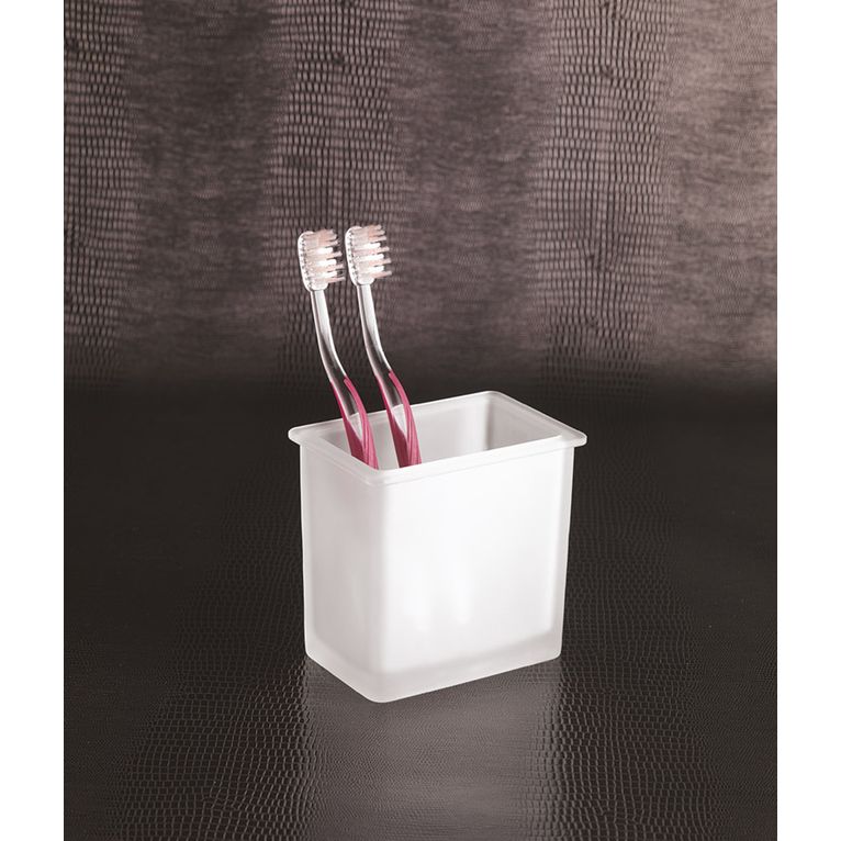 porta spazzolini da appoggio vetro satinato serie flat capannoli 