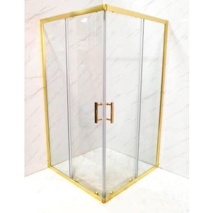 BOX DOCCIA 95X95 CM ANGOLARE PORTA SCORREVOLE TRASPARENTE DORATO SERIE ORO GOLD