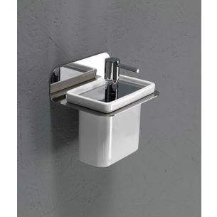 DOSASAPONE ACCIAIO SATINATO CROMO E CERAMICA NERO SERIE CUT CAPANNOLI