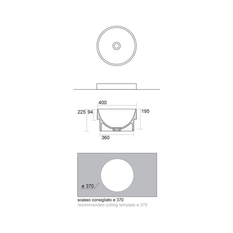 lavabo incasso ø 40 cm / h 9,4 cm axa - dp