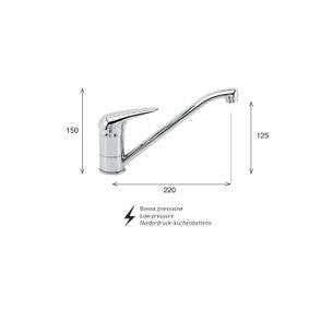 MISCELATORE MONOCOMANDO CUCINA FUSION FN70 CB BP - BASSA PRESSIONE