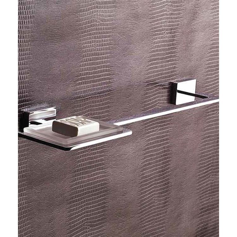 porta asciugamani con portasapone cromo e vetro satinato serie flat capannoli  
