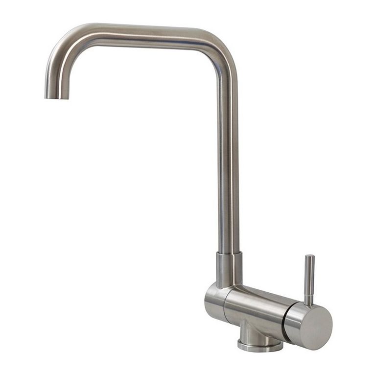 miscelatore cucina canna abbattibile acciaio spazzolato completo di flessibili serie mc