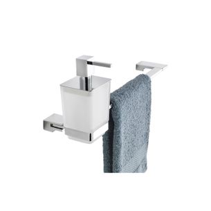 PORTA ASCIUGAMANI CON DOSASAPONE CROMO E VETRO SATINATO SERIE SWING CAPANNOLI