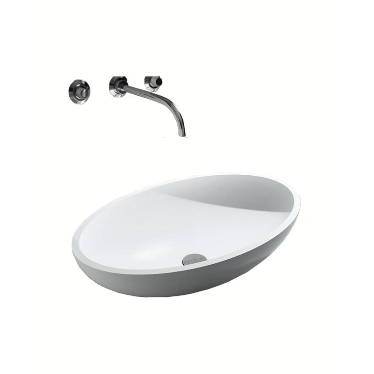 lavabo d'appoggio a libera installazione in solid surface 56x36 cm - ovo