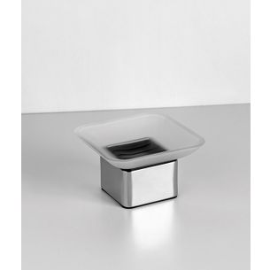 PORTASAPONE DA APPOGGIO CROMO E VETRO SATINATO SERIE NOOK CAPANNOLI