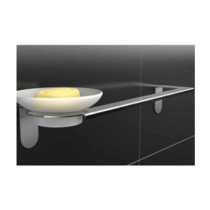 PORTA ASCIUGAMANO CON PORTASAPONE ACCIAIO LUCIDO SERIE EASY CAPANNOLI - VERSIONE VITI E TASSELLI