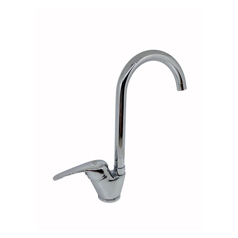 miscelatore lavello laterale cromato con canna girevole a ponte completo di flessibili