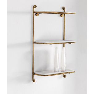 VETRINETTA BRONZO SATINATO E CERAMICA BIANCO SERIE RETRO' CAPANNOLI