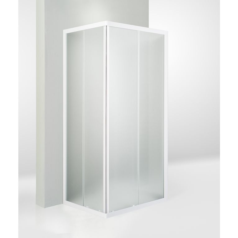 box doccia 3 lati porta scorrevole 80x65x80 cm opaco bianco