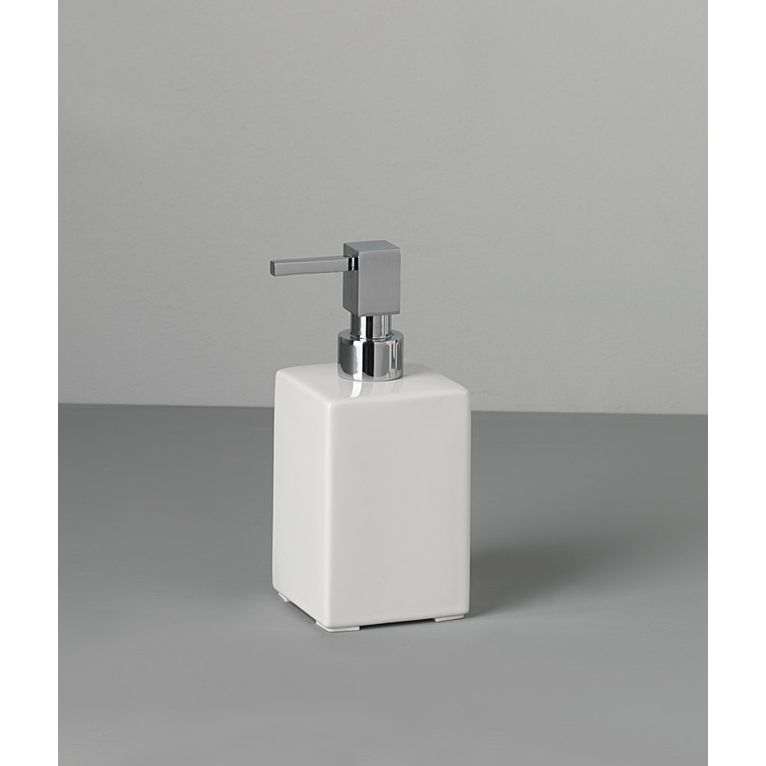 dosasapone cromo e ceramica bianco 7.6 cm serie tube-cube capannoli