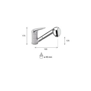 MISCELATORE MONOCOMANDO CUCINA CON DOCCIA ENSTRAIBILE FUSION FN70 DEB