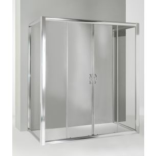 BOX DOCCIA 3 LATI CON 2 ANTE FISSE E PORTA SCORREVOLE 90X170X90 CM TRASPARENTE 