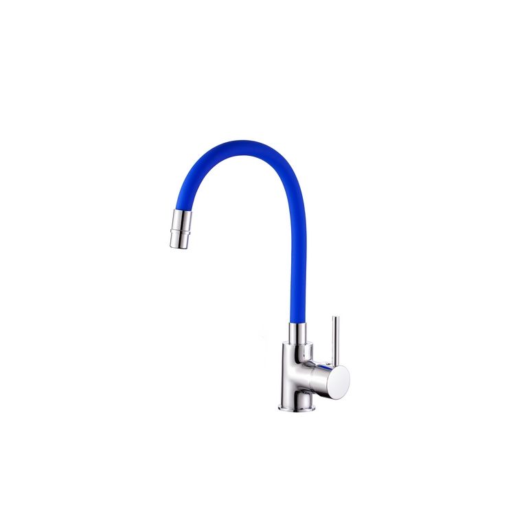miscelatore cucina canna flessibile e girevole colore blu completo di flessibili serie mc