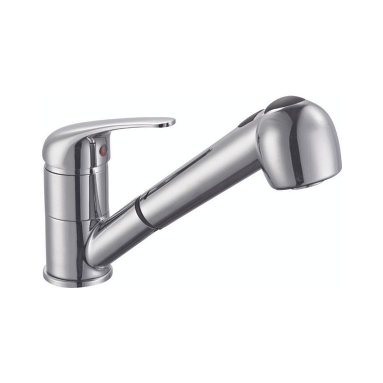 miscelatore cucina cromato con doccia estraibile  completo di flessibili serie alice