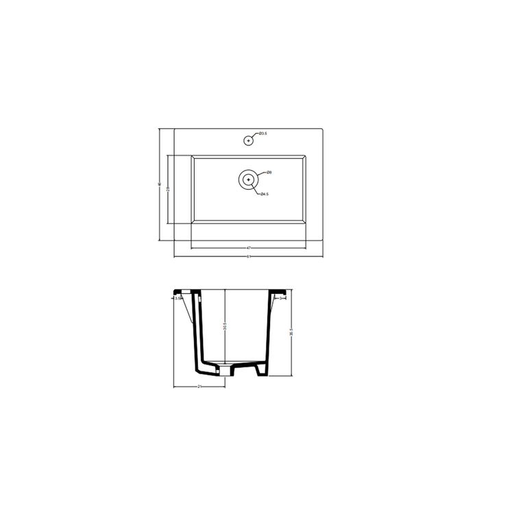 lavabo incasso 61x46 monoforo axa - lavabi d'arredo