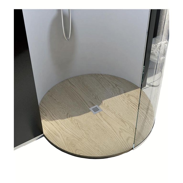 piatto doccia circolare texturizzato in marmo-resina ø 100 - rocky wood