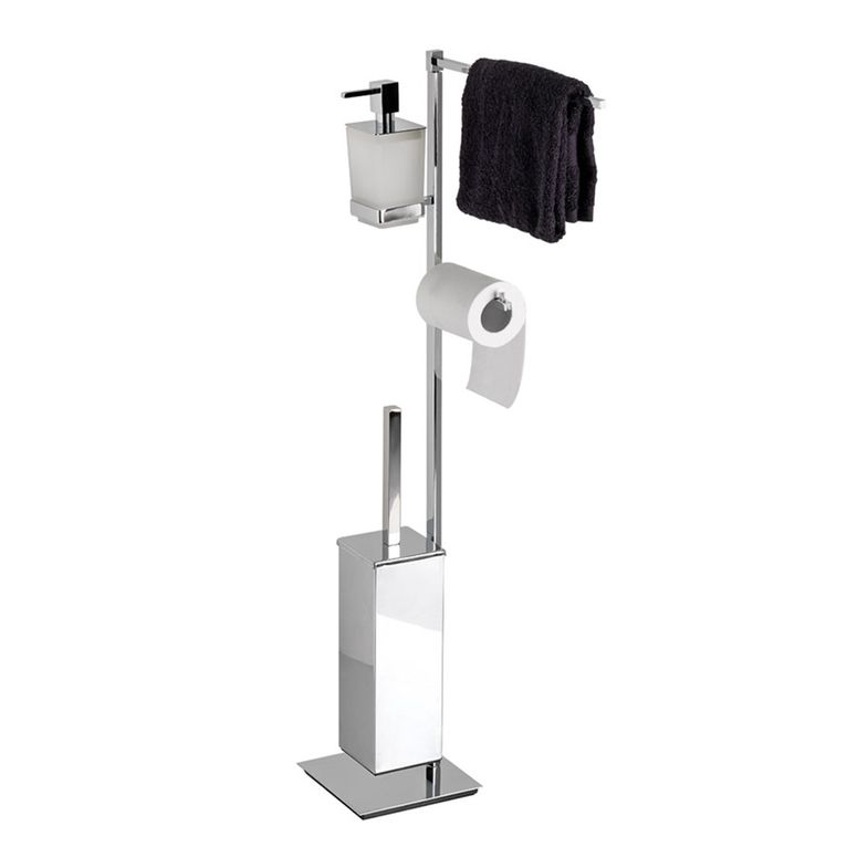 piantana porta asciugamani dosasapone portarotolo con scopino cromo serie nook capannoli