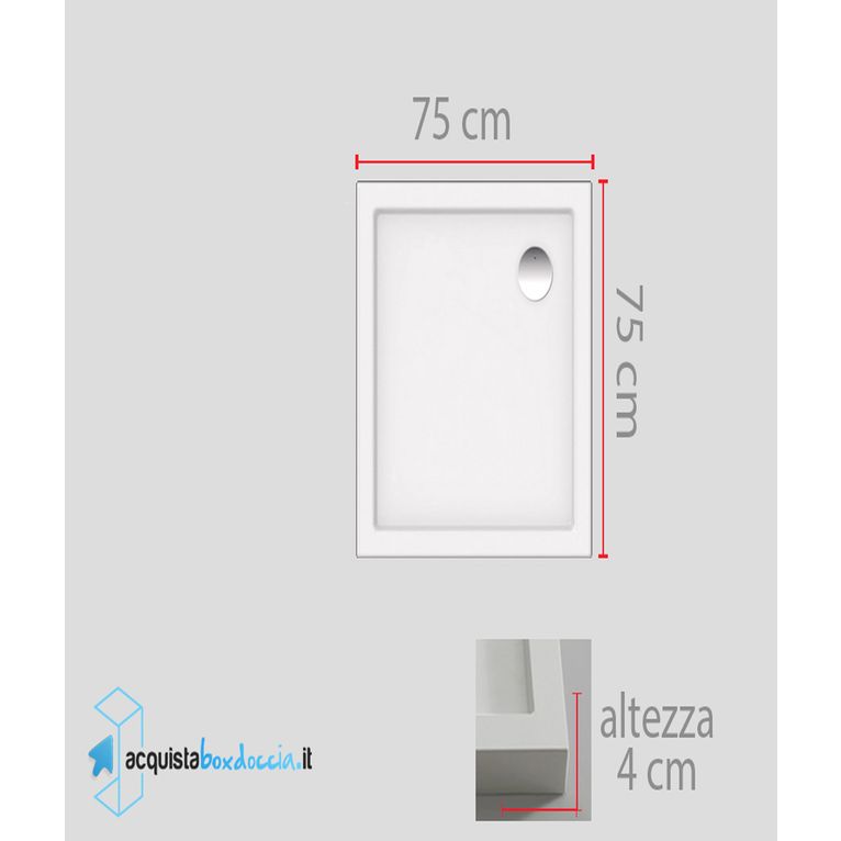 piatto doccia 75x75 cm altezza 4 cm colore crema