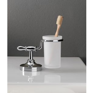 PORTA SPAZZOLINI DA APPOGGIO CROMO E VETRO SATINATO LINEA SERIE900 CAPANNOLI