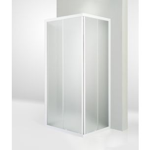 BOX DOCCIA 3 LATI PORTA SCORREVOLE 70X90X70 CM OPACO BIANCO