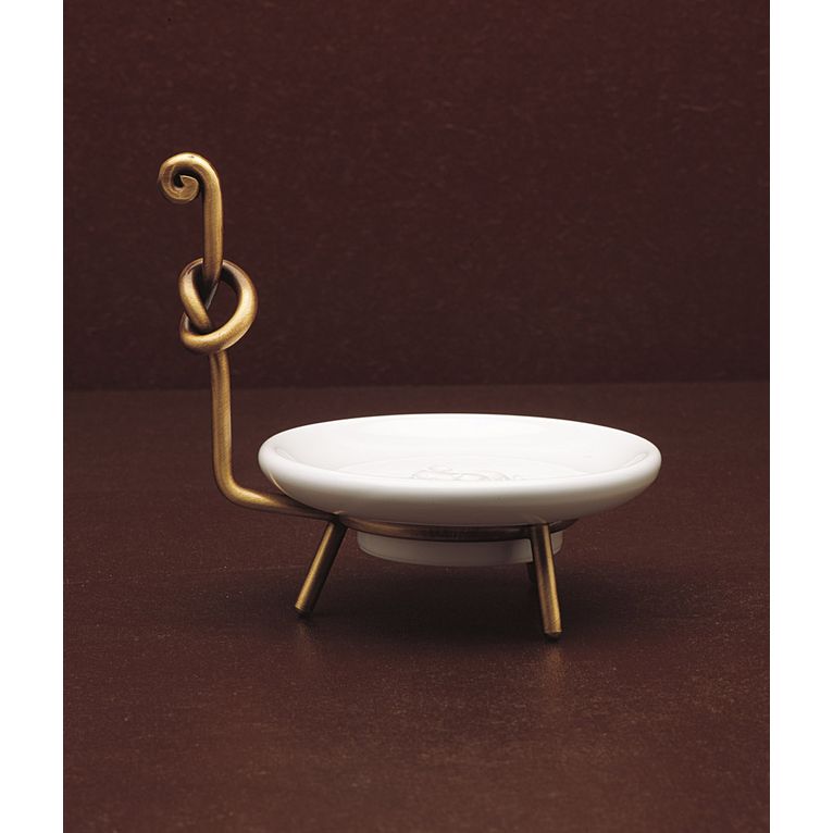 portasapone da appoggio bronzo satinato e ceramica bianco serie retro' capannoli