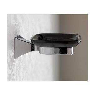 PORTASAPONE SINGOLO CROMO E CERAMICA NERO SERIE GOTICA CAPANNOLI