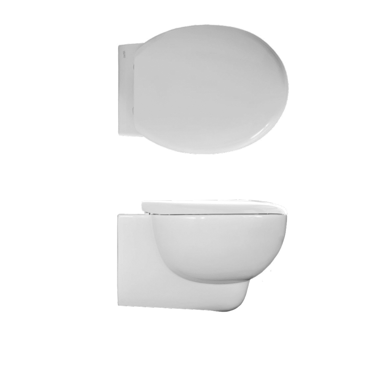 coppia sanitari sospeso senza brida con coprivaso soft-close serie soft althea