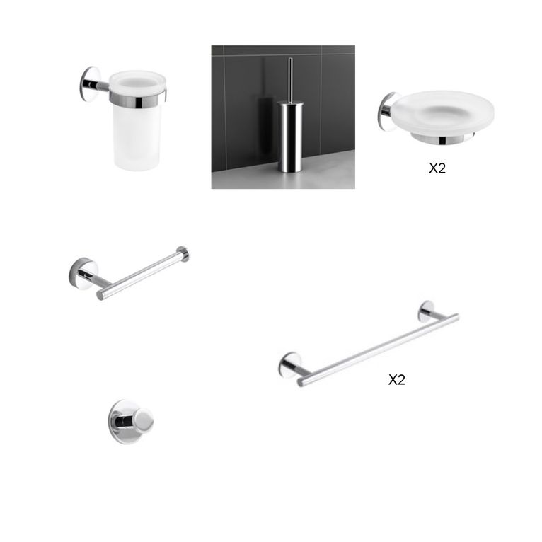 set completo adesivo pratica 2 portasapone porta spazzolini portarotolo appendiabito 2 porta asciugamani e scopino capannoli 